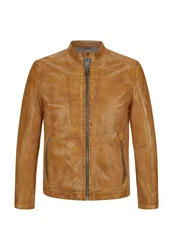 Milestone Bikerjacke Lederjacke MSLacona Braun/Gelb/Beige/Orange
