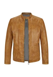 Milestone Bikerjacke Lederjacke MSLacona Braun/Gelb/Beige/Orange