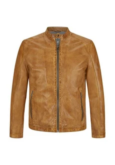 Milestone Bikerjacke Lederjacke MSLacona Braun/Gelb/Beige/Orange