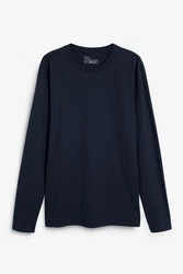 Next Langarmshirt Rundhalsshirt Slim Fit Dunkelblau