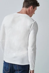 Next Langarmshirt Rundhalsshirt Slim Fit Weiß