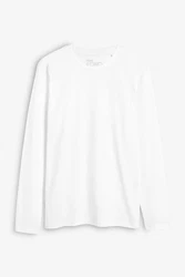 Next Langarmshirt Rundhalsshirt Slim Fit Weiß
