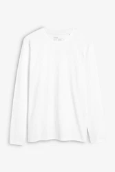 Next Langarmshirt Rundhalsshirt Slim Fit Weiß