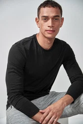 Next Langarmshirt Rundhalsshirt Slim Fit Dunkelgrau/Grau/Schwarz