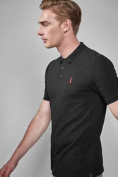 Next Poloshirt Slim Fit Piqu-Polohemd Schwarz/Rot