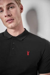 Next Poloshirt Slim Fit Piqu-Polohemd Schwarz/Rot