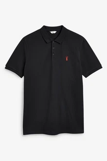 Next Poloshirt Slim Fit Piqu-Polohemd Schwarz/Rot