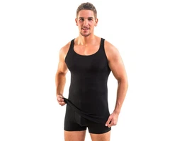 HERMKO Herren Unterhemd 16000 Schwarz/Rot