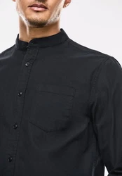 STREET ONE MEN Langarmhemd mit Stehkragen Dunkelblau/Schwarz