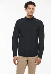 STREET ONE MEN Langarmhemd mit Stehkragen Dunkelblau/Schwarz