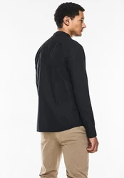 STREET ONE MEN Langarmhemd mit Stehkragen Dunkelblau/Schwarz