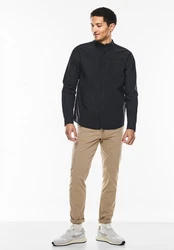 STREET ONE MEN Langarmhemd mit Stehkragen Dunkelblau/Schwarz
