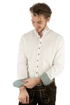 OS-Trachten Trachtenhemd Omsaya Langarmhemd mit Stehkragen Weiß/Braun/Rosa