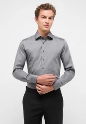 Eterna Langarmhemd Slim Fit Businesshemd Dunkelgrau/Grau