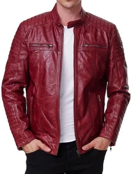 Tazzio Lederjacke 19709 Herren Biker-Look Dunkelrot/Rot