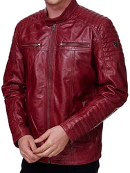 Tazzio Lederjacke 19709 Herren Biker-Look Dunkelrot/Rot