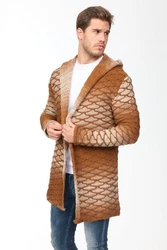 Denim House Kapuzenstrickjacke Braun/Gelb/Orange