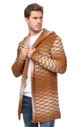 Denim House Kapuzenstrickjacke Braun/Gelb/Orange