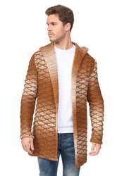 Denim House Kapuzenstrickjacke Braun/Gelb/Orange