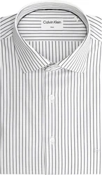 Calvin Klein Langarmhemd THERMO TECH STRIPE FITTED SHIRT Weiß/Grau/Dunkelblau/Gelb