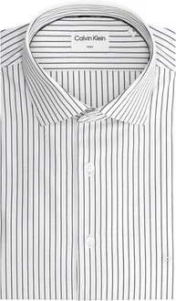 Calvin Klein Langarmhemd THERMO TECH STRIPE FITTED SHIRT Weiß/Grau/Dunkelblau/Gelb