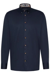bugatti Freizeithemd Langarmhemd Dunkelblau/Hellblau/Blau