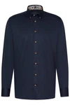 bugatti Freizeithemd Langarmhemd Dunkelblau/Hellblau/Blau