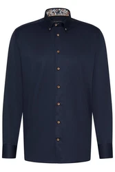 bugatti Freizeithemd Langarmhemd Dunkelblau/Hellblau/Blau