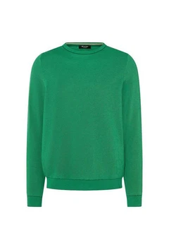 MAERZ Muenchen Wollpullover Rundhals 1/1 Arm Dunkelgrün/Grün/Neonfarben