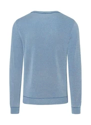 MAERZ Muenchen Wollpullover Rundhals 1/1 Arm Blau/Hellblau/Grau