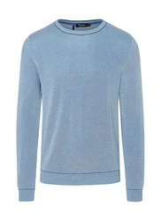 MAERZ Muenchen Wollpullover Rundhals 1/1 Arm Blau/Hellblau/Grau