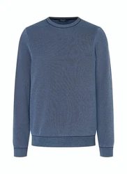 MAERZ Muenchen Wollpullover Rundhals 1/1 Arm Dunkelblau/Grau/Blau