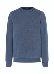 MAERZ Muenchen Wollpullover Rundhals 1/1 Arm Dunkelblau/Grau/Blau