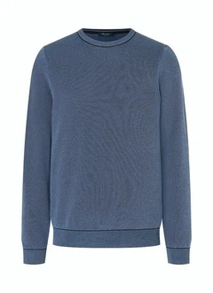 MAERZ Muenchen Wollpullover Rundhals 1/1 Arm Dunkelblau/Grau/Blau