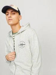 Jack & Jones Sweatjacke JJFOREST SWEAT ZIP HOOD Grau/Hellgrau/Khaki