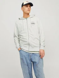 Jack & Jones Sweatjacke JJFOREST SWEAT ZIP HOOD Grau/Hellgrau/Khaki