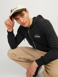 Jack & Jones Sweatjacke JJFOREST SWEAT ZIP HOOD Schwarz/Dunkelgrau/Grau