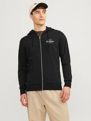 Jack & Jones Sweatjacke JJFOREST SWEAT ZIP HOOD Schwarz/Dunkelgrau/Grau