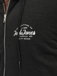 Jack & Jones Sweatjacke JJFOREST SWEAT ZIP HOOD Schwarz/Dunkelgrau/Grau