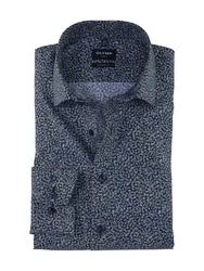 OLYMP Businesshemd Luxor modern fit Grafik-Print Dunkelblau/Grau/Blau