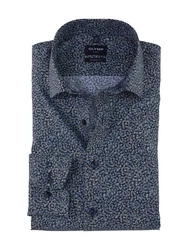 OLYMP Businesshemd Luxor modern fit Grafik-Print Dunkelblau/Grau/Blau