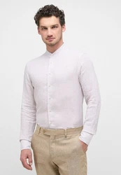 Eterna Leinenhemd Langarm Slim Fit Businesshemd Rosa/Beige/Lila