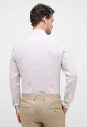 Eterna Leinenhemd Langarm Slim Fit Businesshemd Rosa/Beige/Lila