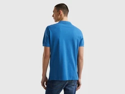 United Colors of Benetton Poloshirt mit Logo in Brusthöhe Hellblau/Blau