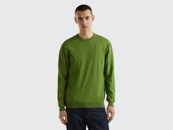 United Colors of Benetton Rundhalspullover mit Markenlabel Neonfarben/Grün/Dunkelgrün