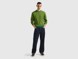 United Colors of Benetton Rundhalspullover mit Markenlabel Neonfarben/Grün/Dunkelgrün