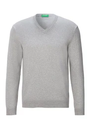 V-Ausschnitt-Pullover mit Markenlabel