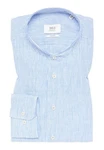 Eterna Leinenhemd Langarm Slim Fit Businesshemd Hellblau/Schwarz/Blau