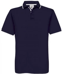 B&C Herren Poloshirt Safran Sport Dunkelblau/Blau