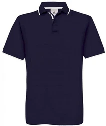 B&C Herren Poloshirt Safran Sport Dunkelblau/Blau